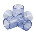 3/4" DuraClear UV Schedule 40 Clear PVC Furniture-Grade Socket 5-Way Cross