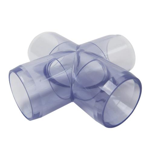 1-1/4" DuraClear UV Schedule 40 Clear PVC Furniture-Grade Socket Cross