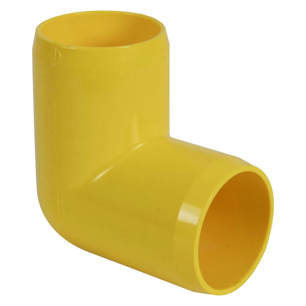 1-1/4" Schedule 40 Yellow PVC Furniture-Grade Socket 90° Elbow