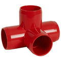 1-1/4" Schedule 40 Red PVC Furniture-Grade Socket 4-Way Tee
