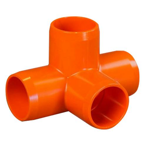 1-1/4" Schedule 40 Orange PVC Furniture-Grade Socket 4-Way Tee