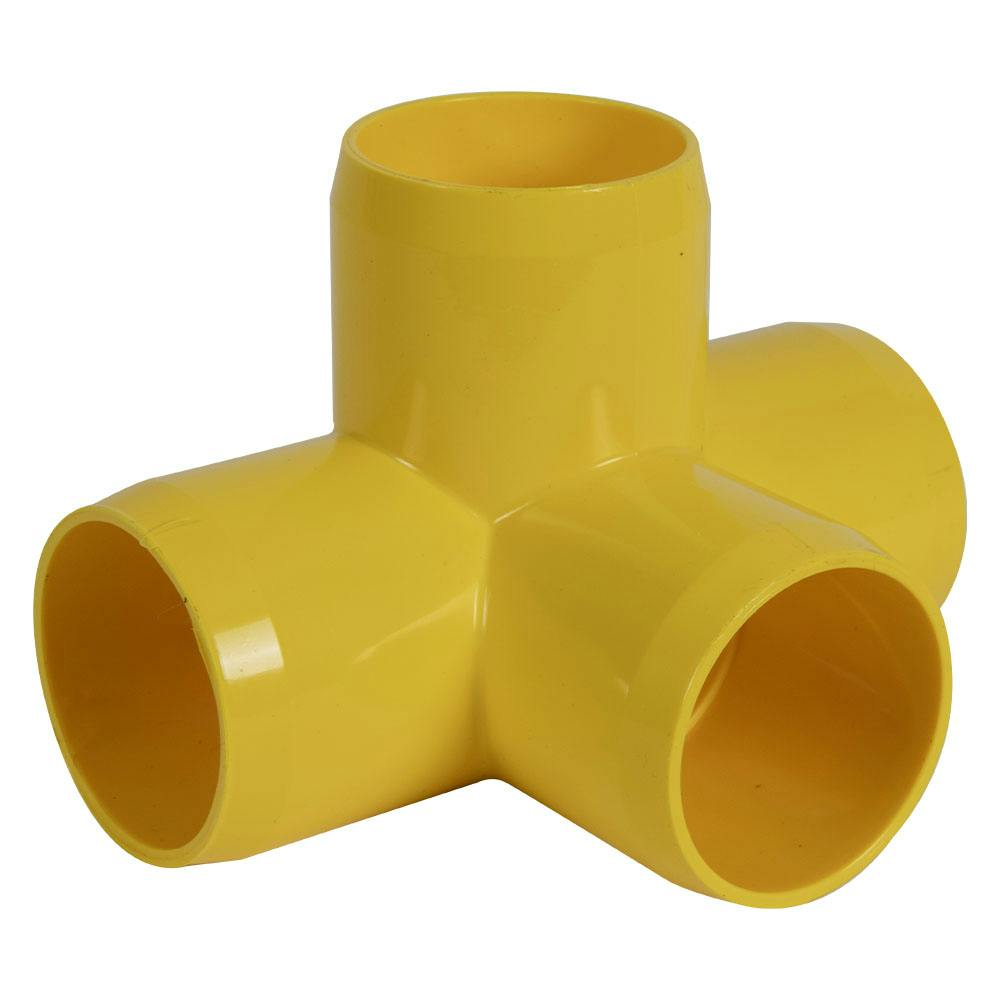 1-1/4" Schedule 40 Yellow PVC Furniture-Grade Socket 4-Way Tee