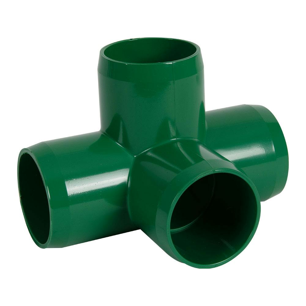 1-1/4" Schedule 40 Green PVC Furniture-Grade Socket 4-Way Tee