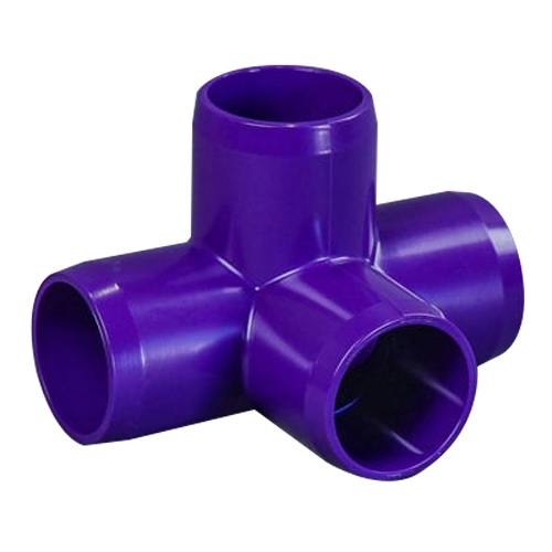 1-1/4" Schedule 40 Purple PVC Furniture-Grade Socket 4-Way Tee