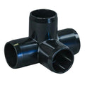 1-1/4" Schedule 40 Black PVC Furniture-Grade Socket 4-Way Tee