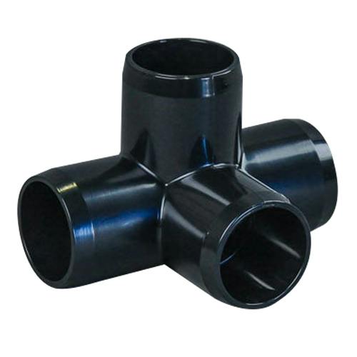 1-1/4" Schedule 40 Black PVC Furniture-Grade Socket 4-Way Tee
