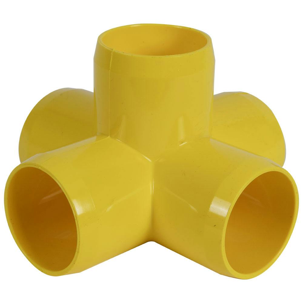 1-1/4" Schedule 40 Yellow PVC Furniture-Grade Socket 5-Way Cross