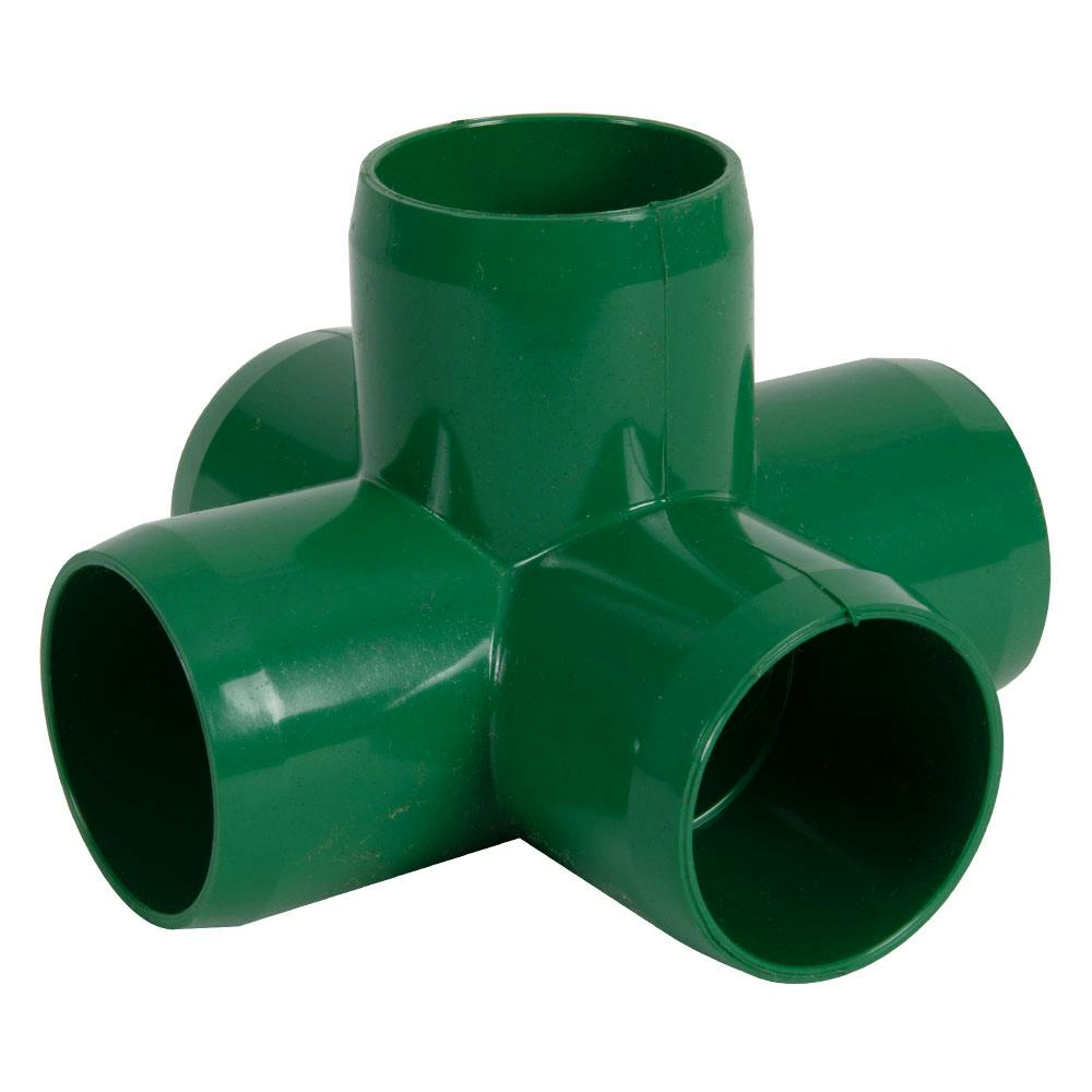 1-1/4" Schedule 40 Green PVC Furniture-Grade Socket 5-Way Cross