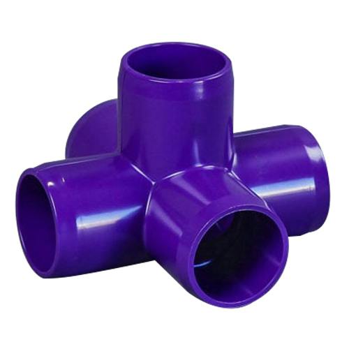 1-1/4" Schedule 40 Purple PVC Furniture-Grade Socket 5-Way Cross