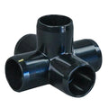 1-1/4" Schedule 40 Black PVC Furniture-Grade Socket 5-Way Cross