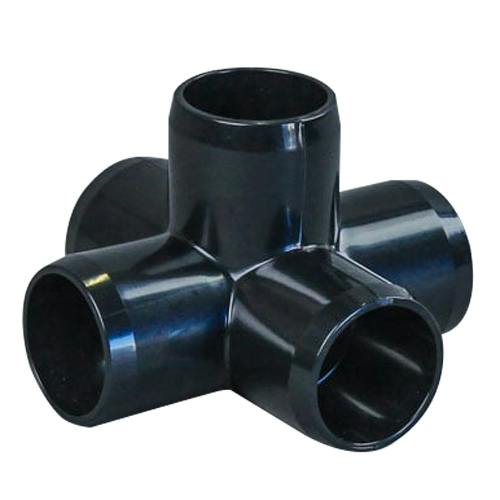 1-1/4" Schedule 40 Black PVC Furniture-Grade Socket 5-Way Cross