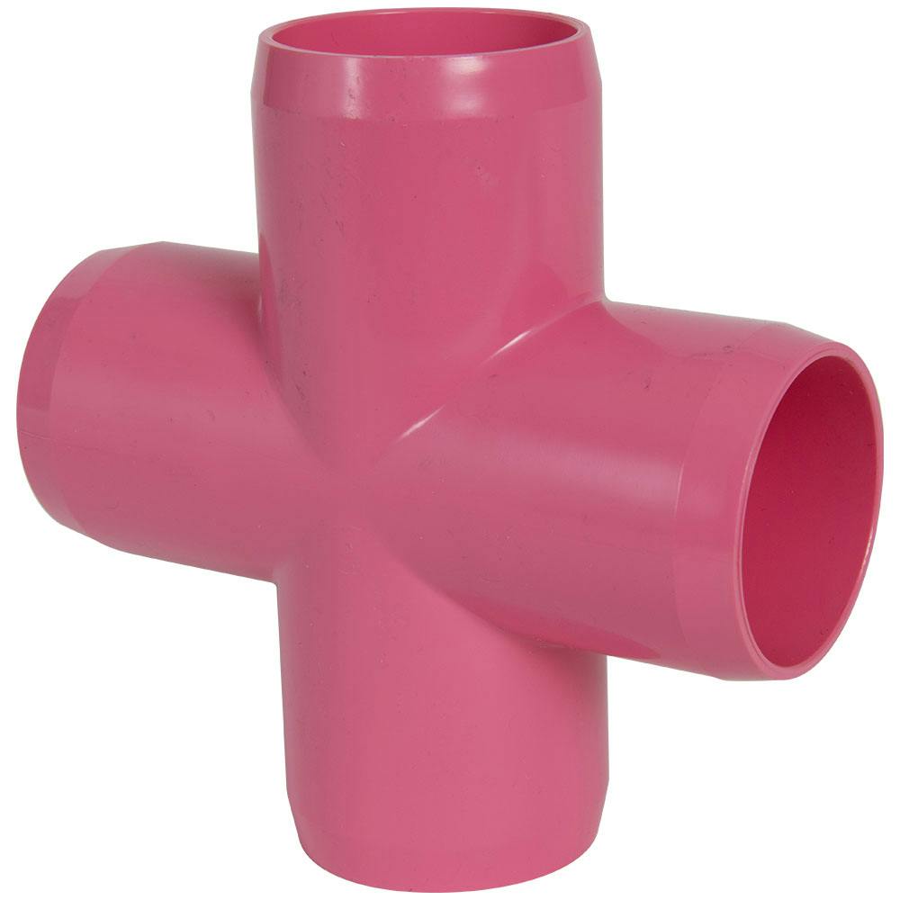 1-1/4" Schedule 40 Pink PVC Furniture-Grade Socket Cross