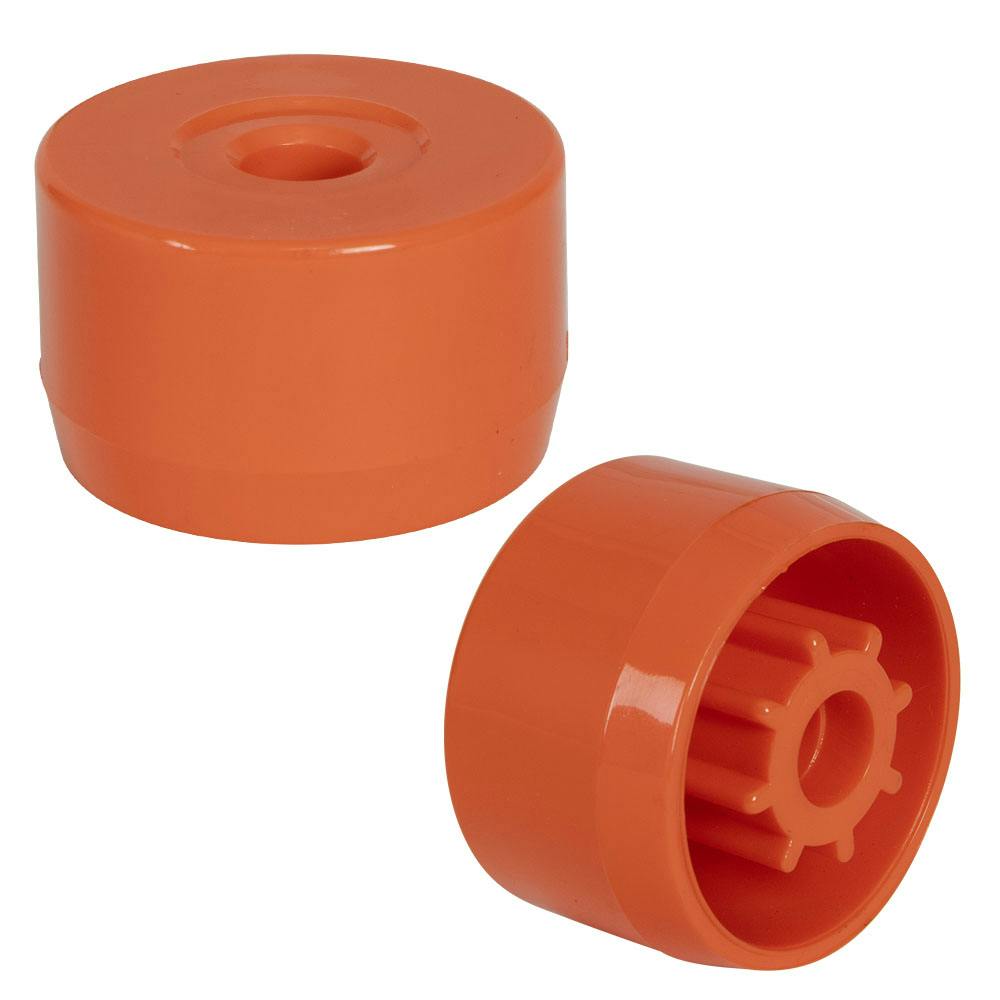Orange PVC Pipe Adapter Cap for 7/16" Stud Caster & 1-1/4" Furniture-Grade PVC Pipe