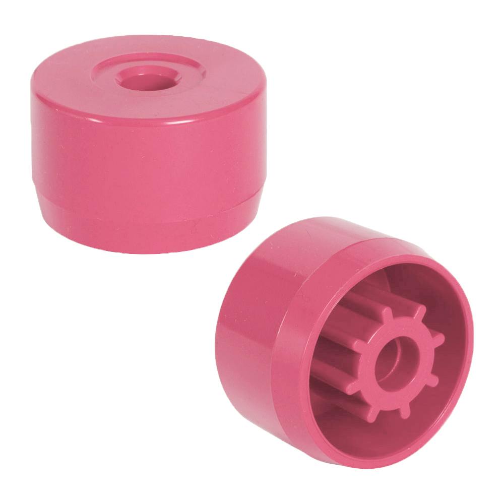 Pink PVC Pipe Adapter Cap for 7/16" Stud Caster & 1-1/4" Furniture-Grade PVC Pipe