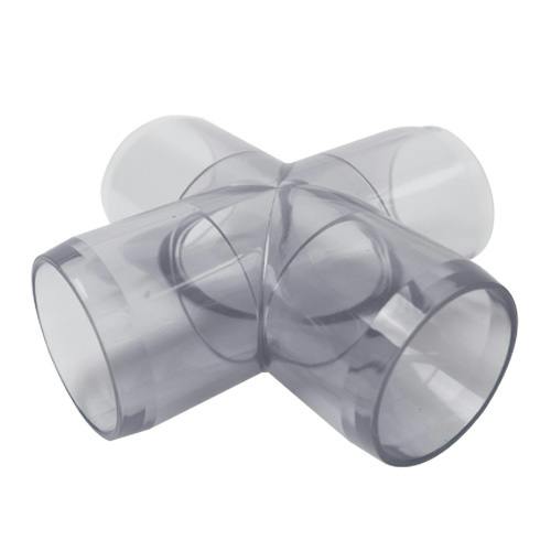 1/2" DuraClear NSF Schedule 40 Clear PVC Furniture-Grade Socket Cross