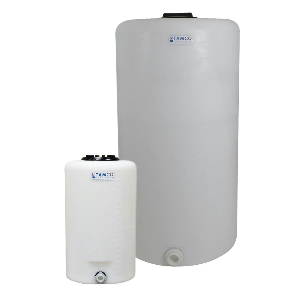 25 Gallon Tamco® Vertical Natural PE Tank with 8" Gasketed Lid & 3/4" Fitting - 19" Dia. x 27" Hgt.