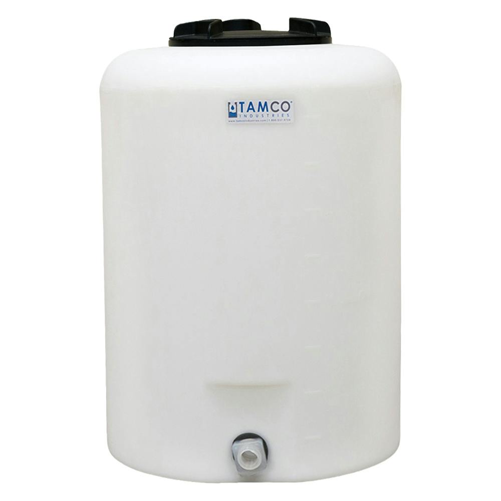 25 Gallon Tamco® Vertical Natural PE Tank with 8" Lid & 3/4" Fitting - 19" Dia. x 27" Hgt.