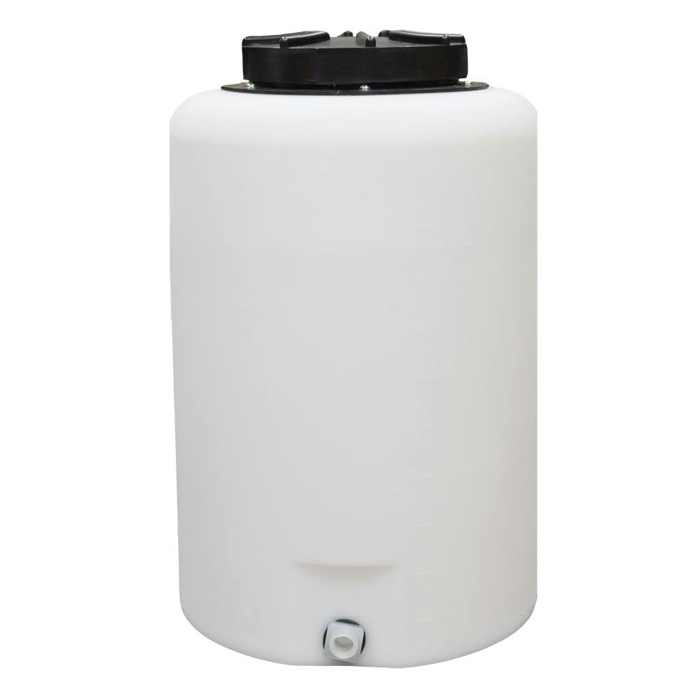 25 Gallon Tamco® Vertical Natural PE Tank with 12-1/2" Lid & 3/4" Fitting - 19" Dia. x 27" Hgt.
