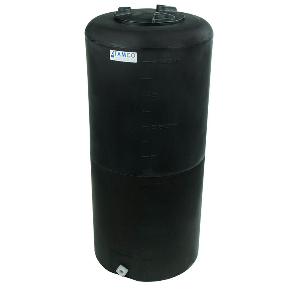 40 Gallon Tamco® Vertical Black PE Tank with 8" Lid & 3/4" Fitting - 19" Dia. x 41" Hgt.