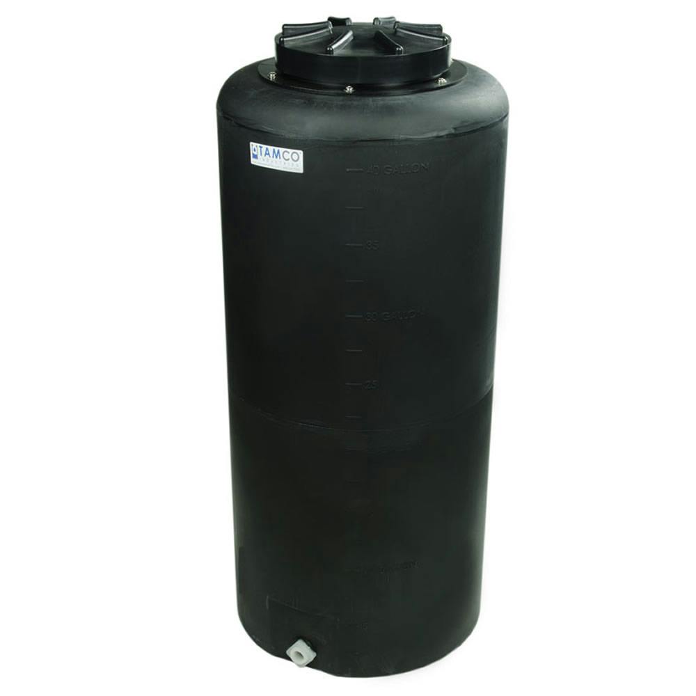 40 Gallon Tamco® Vertical Black PE Tank with 12-1/2" Lid & 3/4" Fitting - 19" Dia. x 41" Hgt.
