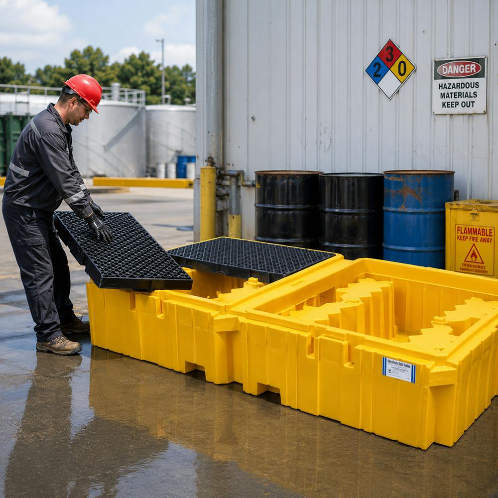 Ultratech Ultra-Twin IBC Spill Pallet® without Drain 124.5" L x 61.6" w x 22" Hgt.