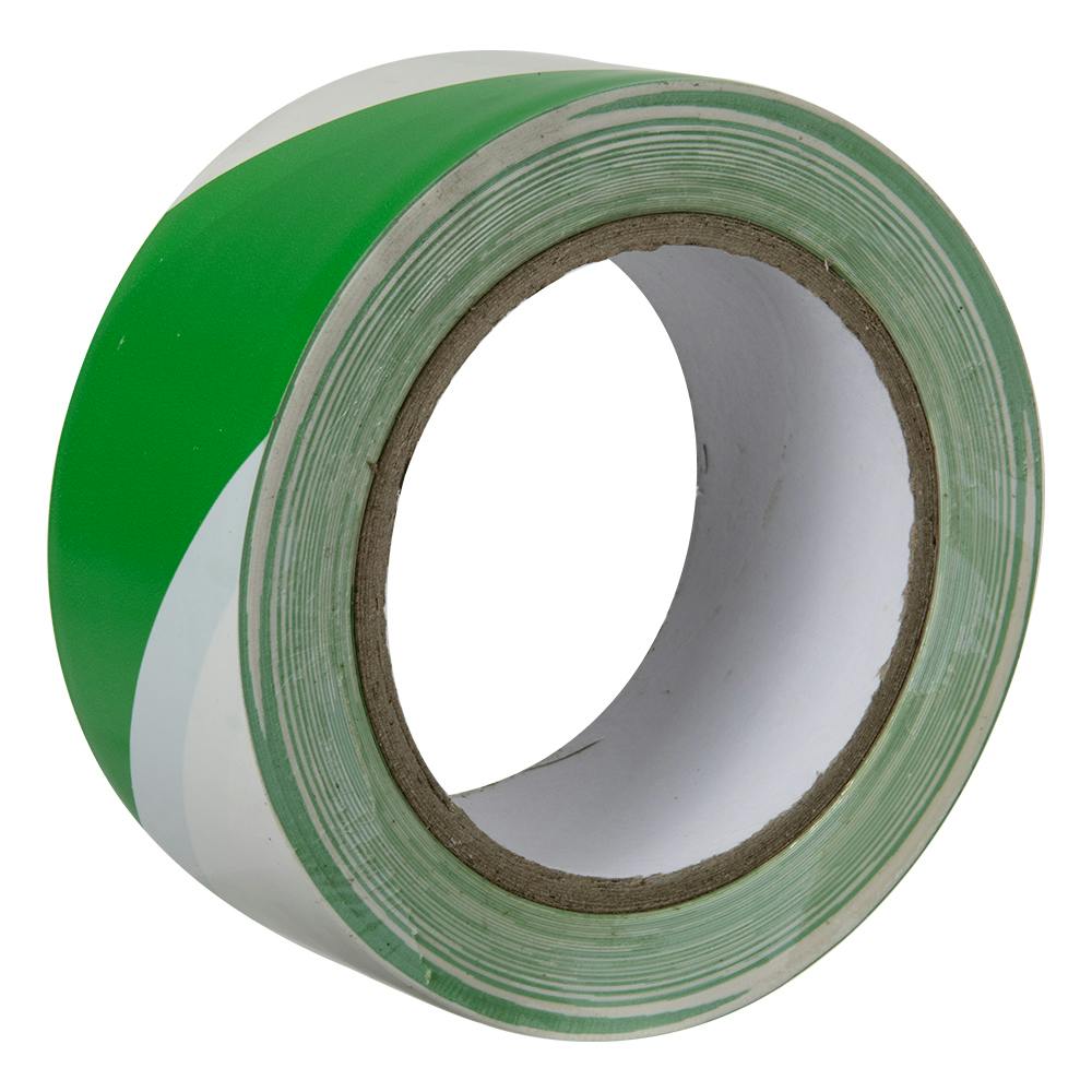 2" W x 36 yd. L x 6 mil Thick Green & White Striped PVC Hazard Tape