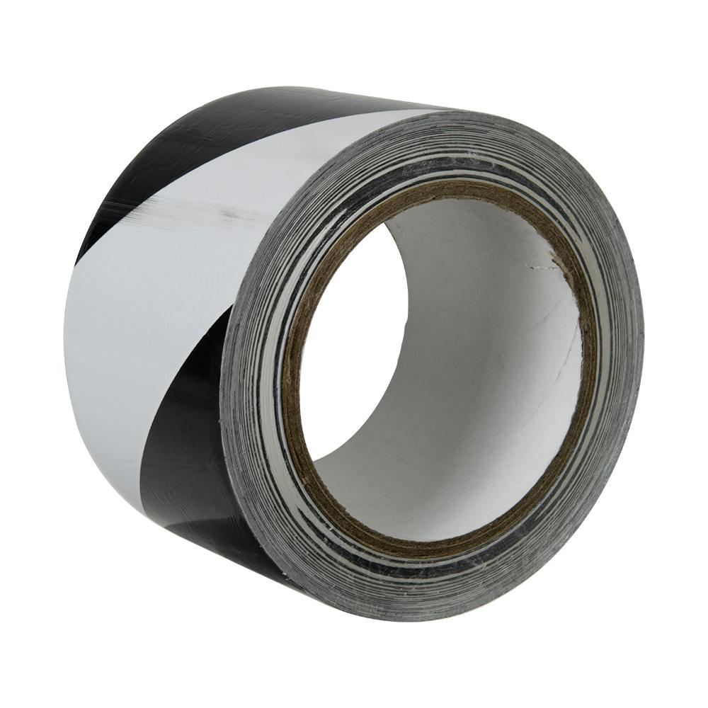 3" W x 36 yd. L x 6 mil Thick Black & White Striped PVC Hazard Tape