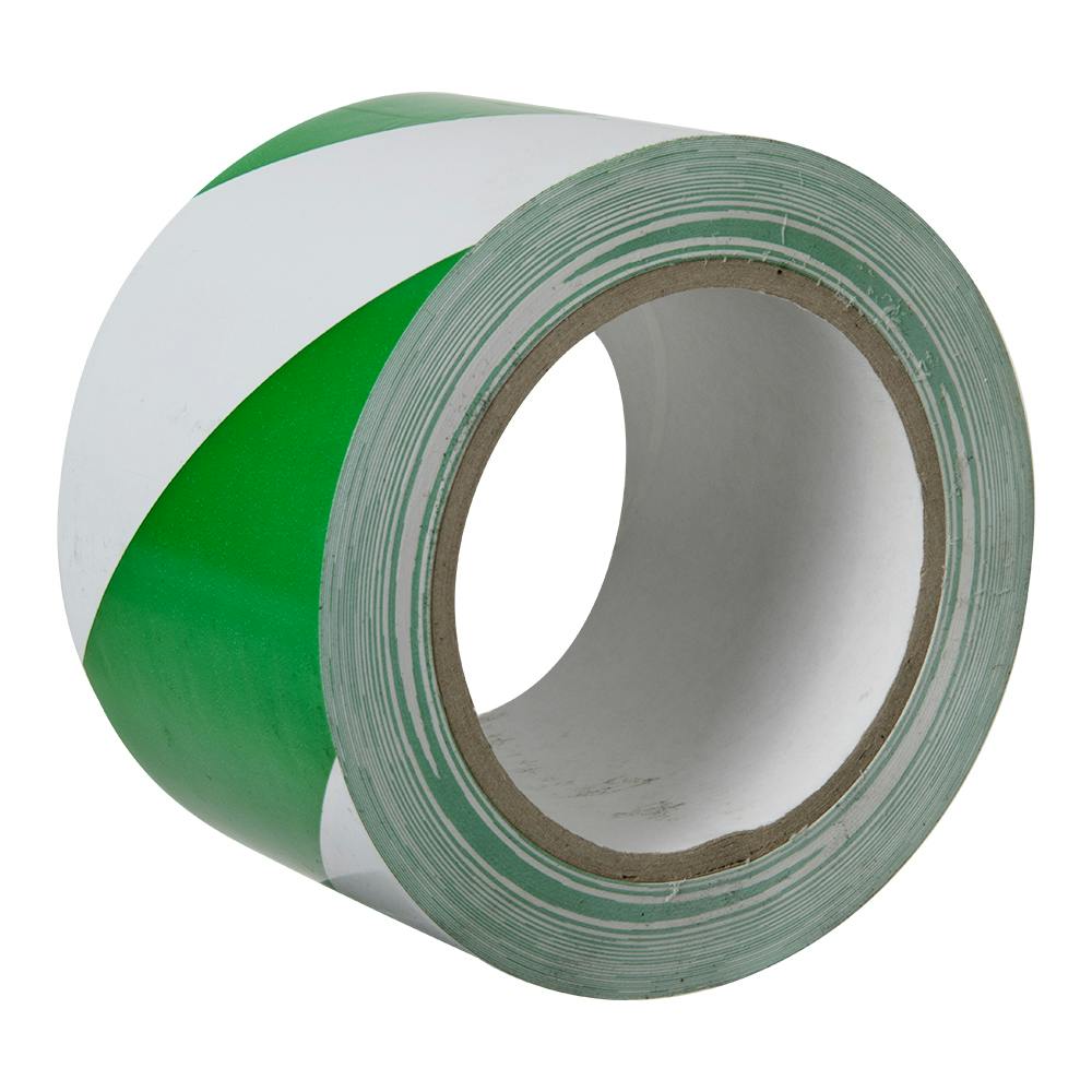 3" W x 36 yd. L x 6 mil Thick Green & White Striped PVC Hazard Tape