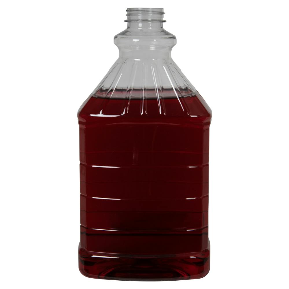64 oz. Clear PET Ribbed Oblong Beverage Bottle with Tapered Shoulder & 38/400 Neck (Cap Sold Separately)