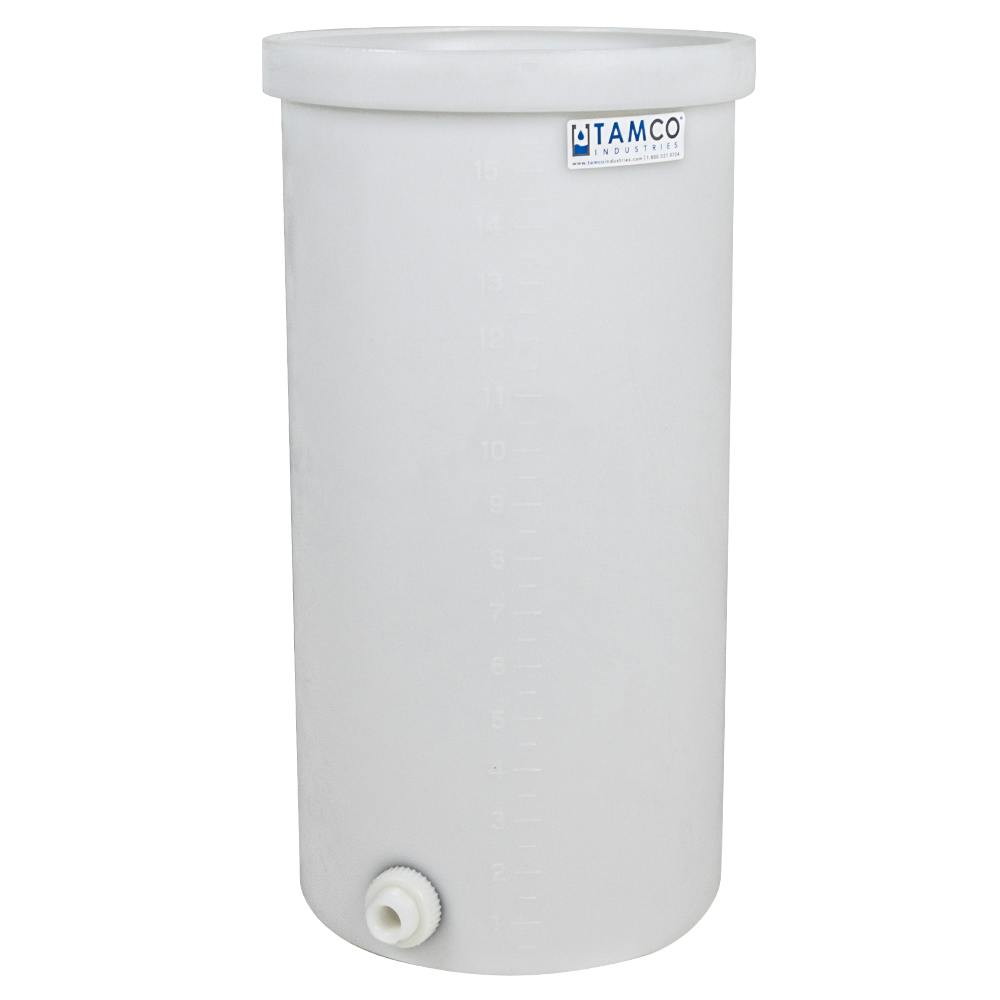 135 Gallon Natural LLDPE Cylindrical Tamco® Heavy-Wall Graduated Tank with External Flange & 2" Bulkhead Fitting - 24" Dia. x 74" Hgt. (Cover Sold Separately)