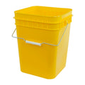 4 Gallon Yellow HDPE Economy Square Bucket with Wire Bail Handle & Plastic Hand Grip (Lid Sold Separately)