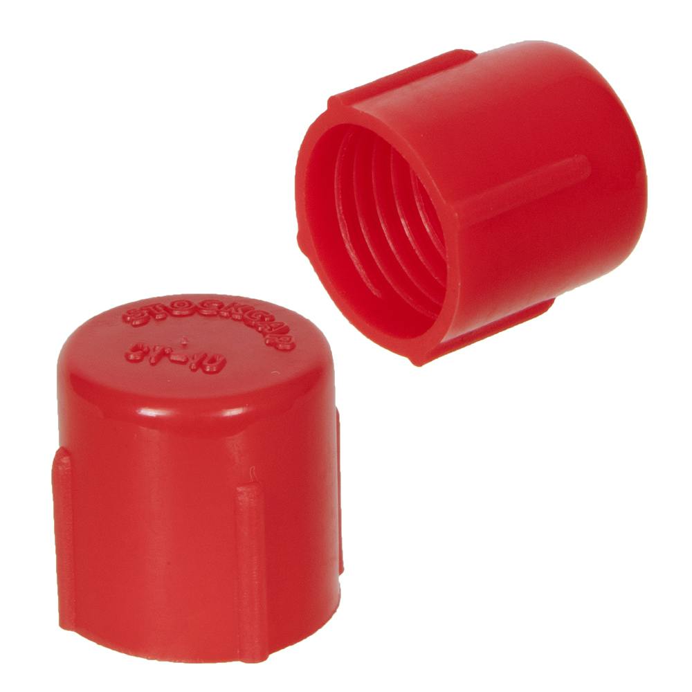 7/16"-20 Red LDPE Threaded Cap - 0.443" Cap ID x 0.47" Inside L (Package of 100)