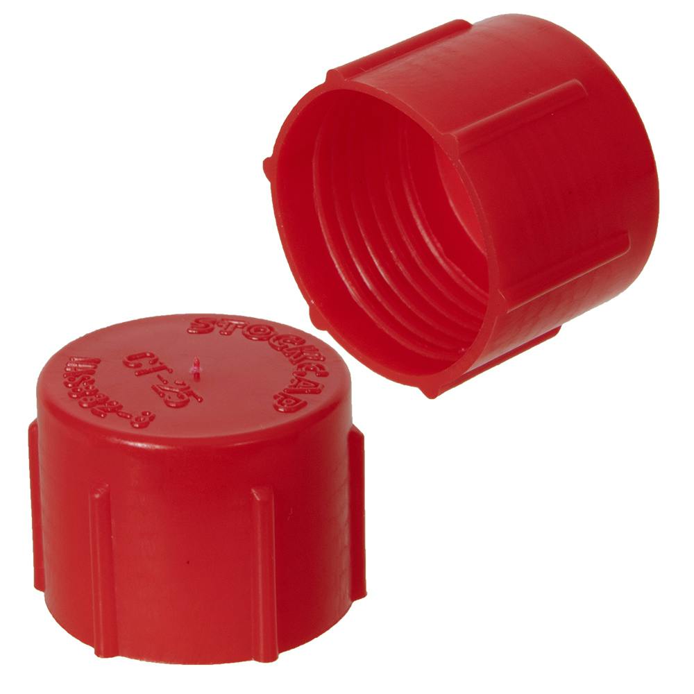 3/4"-16 Red LDPE Threaded Cap - 0.755" Cap ID x 0.57" Inside L (Package of 100)