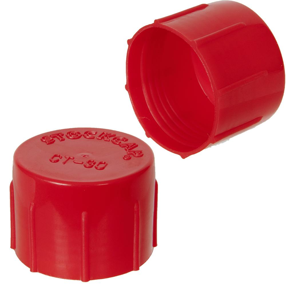 3/4" NPT Red LDPE Threaded Cap - 1.038" Cap ID x 0.75" Inside L (Package of 100)