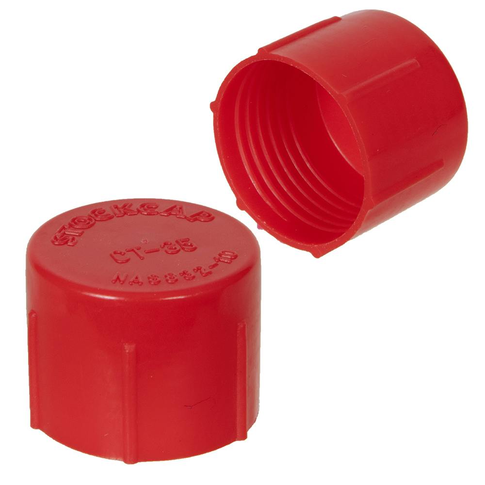 7/8"-14 Red LDPE Threaded Cap - 0.88" Cap ID x 0.68" Inside L (Package of 100)