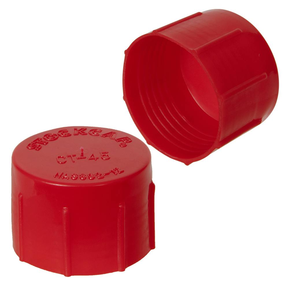 1-1/16"-12 Red LDPE Threaded Cap - 1.068" Cap ID x 0.75" Inside L (Package of 100)