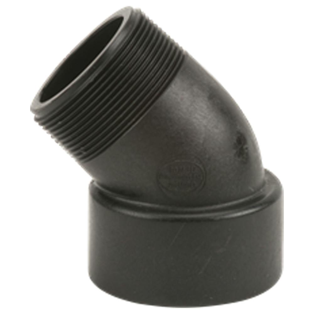 2" MNPT x 2" FNPT Banjo® Black Fiberglass-Reinforced Polypropylene 45° Pipe Street Elbow