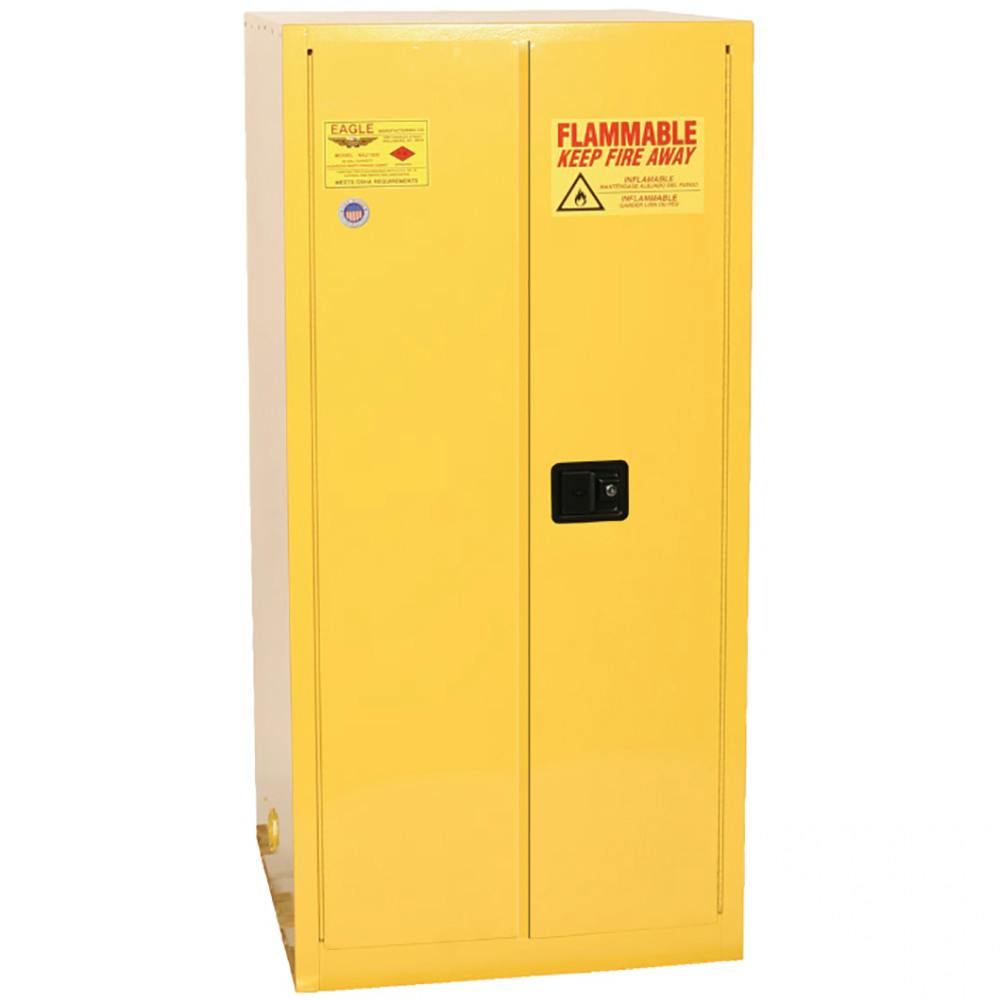 55 Gallon Eagle Vertical Drum Storage Safety Cabinet with 1 Shelf & 2 Manual-Close Doors