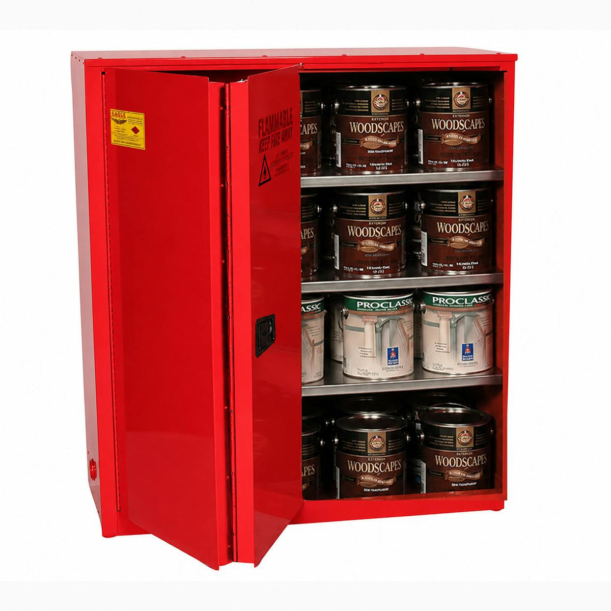 40 Gallon Eagle Paint & Ink Safety Cabinet with 3 Shelves & 2 Bi-Fold Sliding Self-Latching Doors