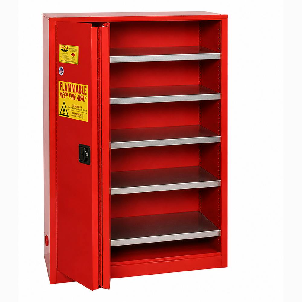60 Gallon Eagle Paint & Ink Safety Cabinet with 5 Shelves & 2 Bi-Fold Sliding Self-Latching Doors