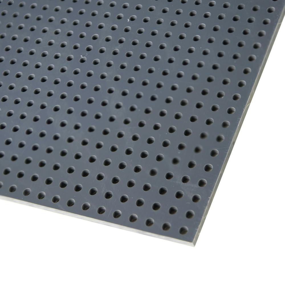 1/16" x 48" x 48" Gray PVC Perforated Sheet with Staggered Rows - 1/8" Holes on 3/16" Centers
