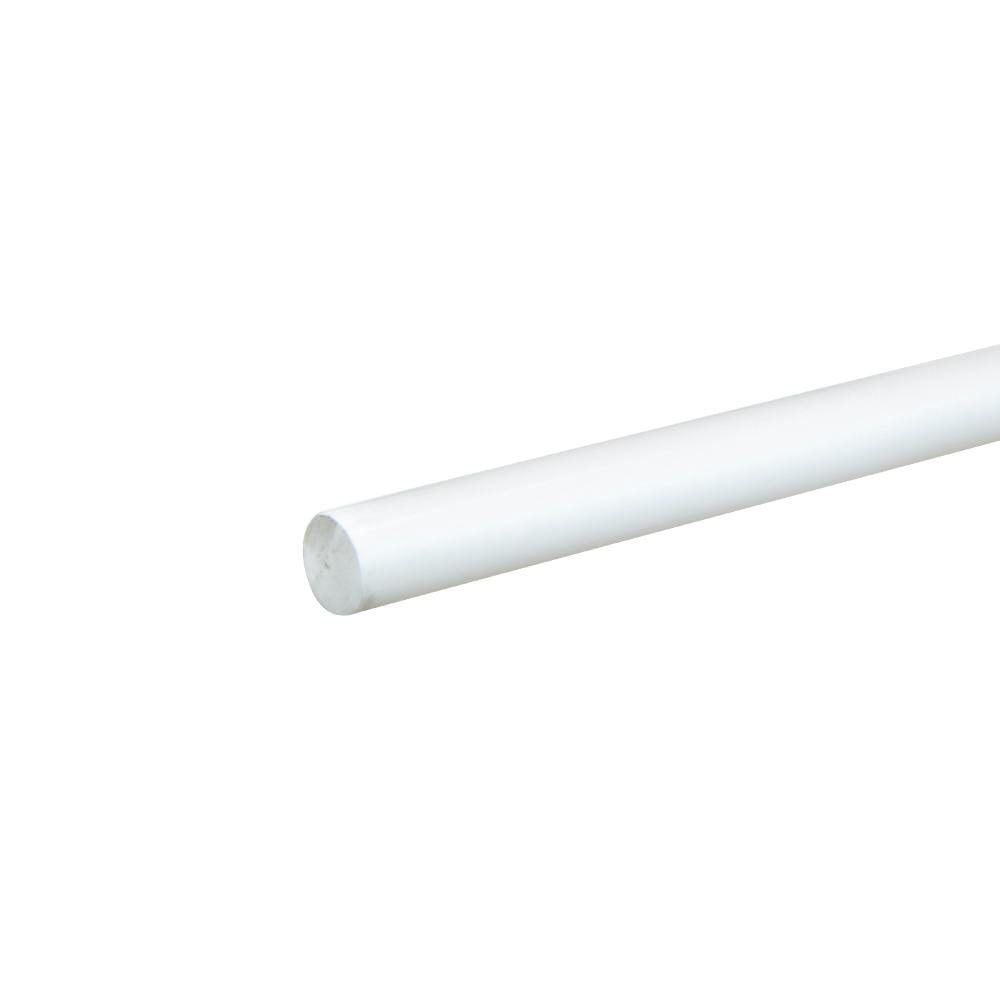 1/4" Dia. White PVC Solid Round Rod - 5' Length