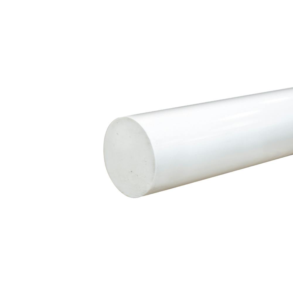 1-3/4" Dia. White PVC Solid Round Rod - 5' Length