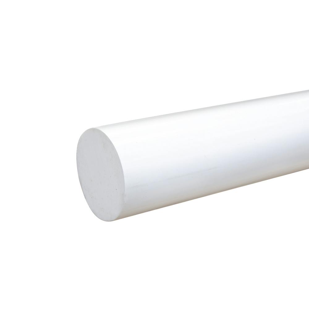 2" Dia. White PVC Solid Round Rod - 5' Length