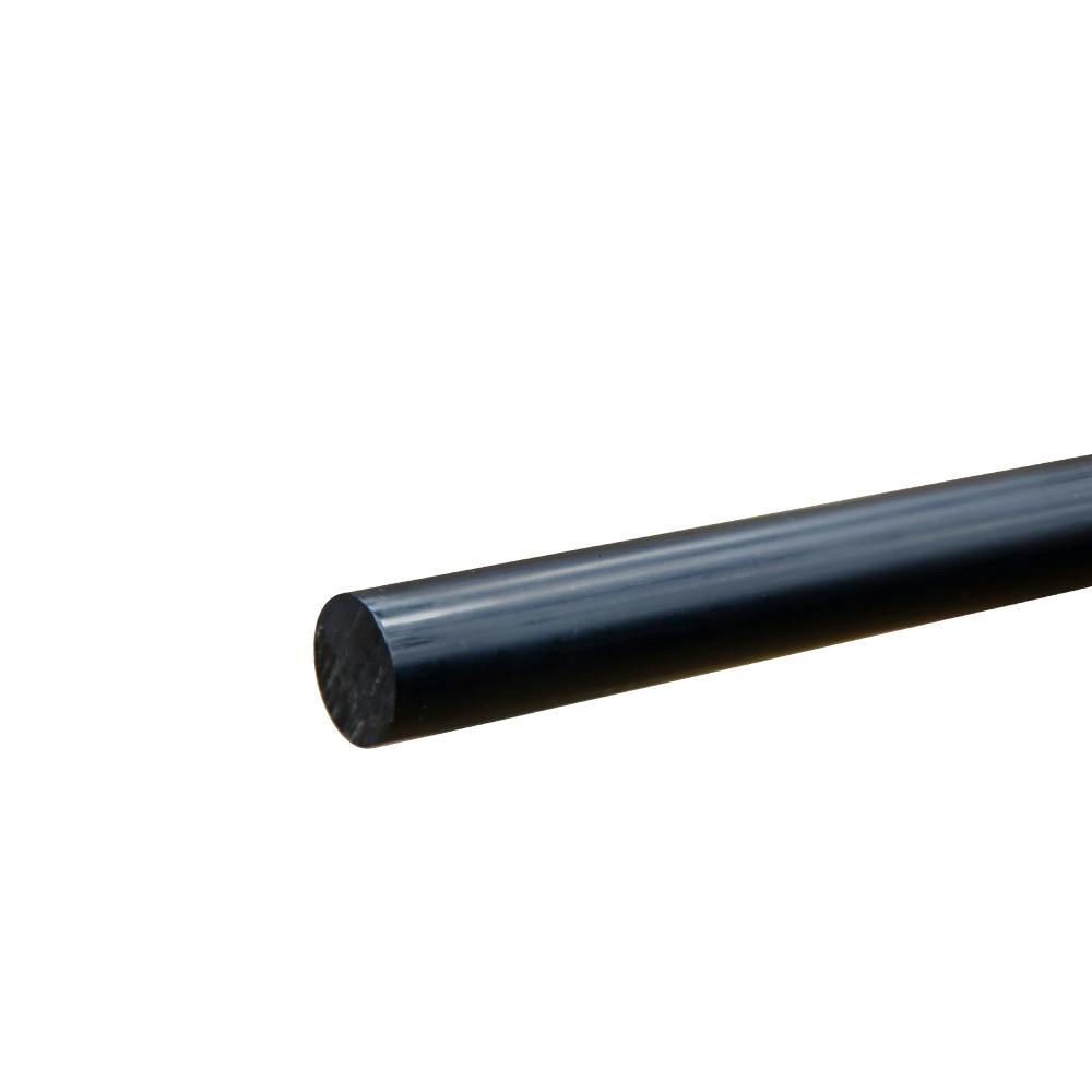 5/8" Dia. Black PVC Solid Round Rod - 5' Length