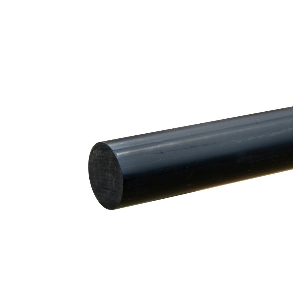 1-1/8" Dia. Black PVC Solid Round Rod - 5' Length
