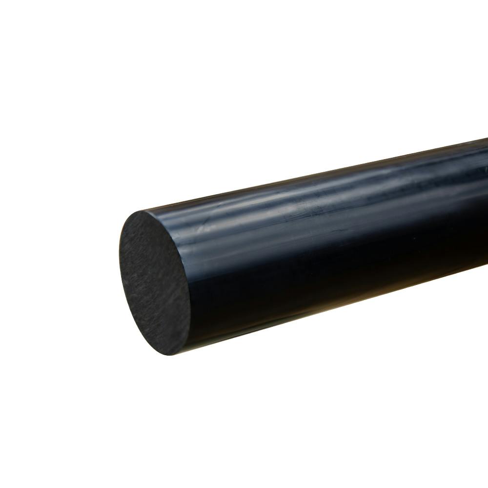 2" Dia. Black PVC Solid Round Rod - 5' Length