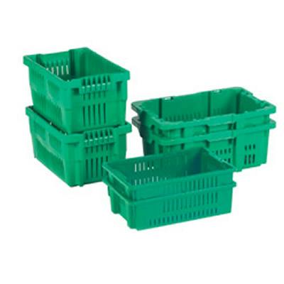 19.7" L x 13.1" W x 5.6" Hgt. OD Green Ventilated Stack-N-Nest Container
