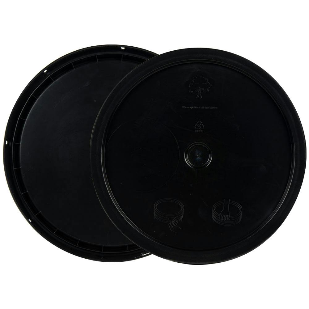 3-1/2 to 5-1/4 Gallon Black HDPE Economy Round Bucket Lid with Tear Tab
