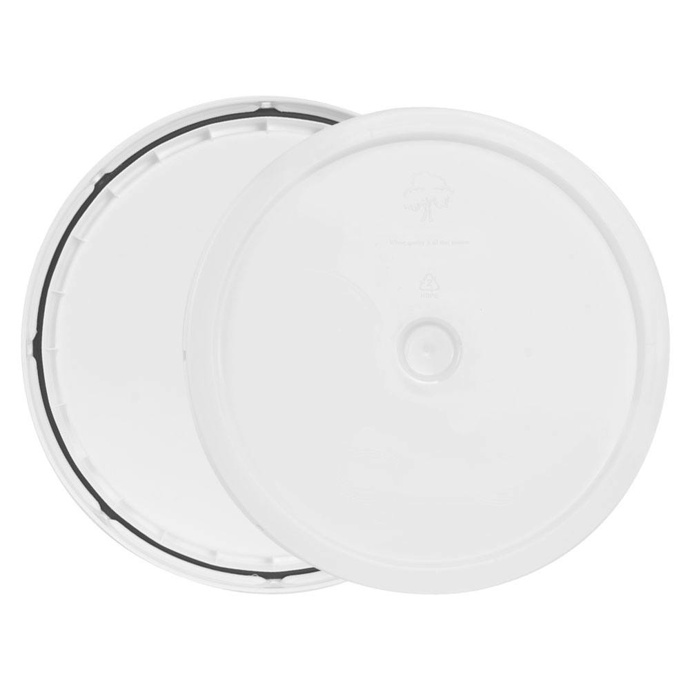 3-1/2 to 5-1/4 Gallon White HDPE Economy Round Bucket Lid with Tear Tab